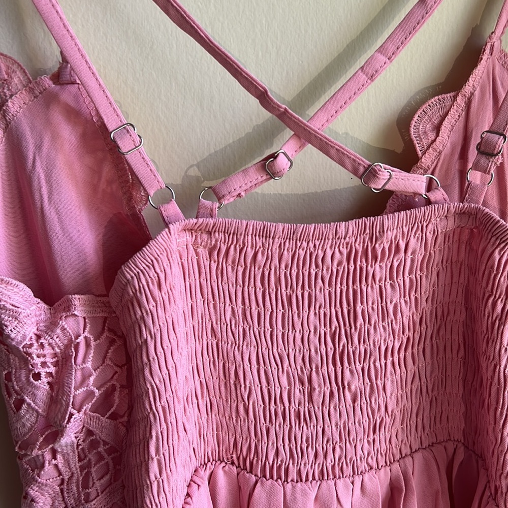 Pink Crochet Ruffle Dress - Picture 5 of 6